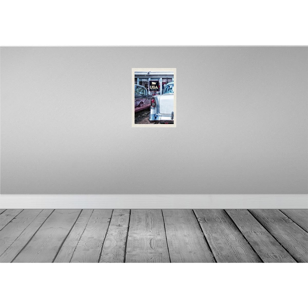 [LA-137285-H] Holzschild 40x30 cm Amerika Oldtimer 90er silber Dram Cars Bildmotiv Reisemotiv USA Bild 2