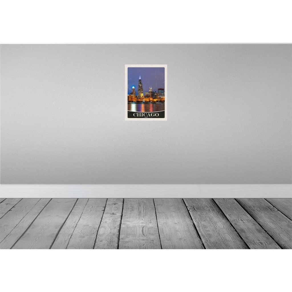 [LA-137332] Blechschild 40x30 cm Chicago USA Amerika Urlaub Abend am Meer Bildmotiv Reisemotiv Abenteuer Reisen Bild 2