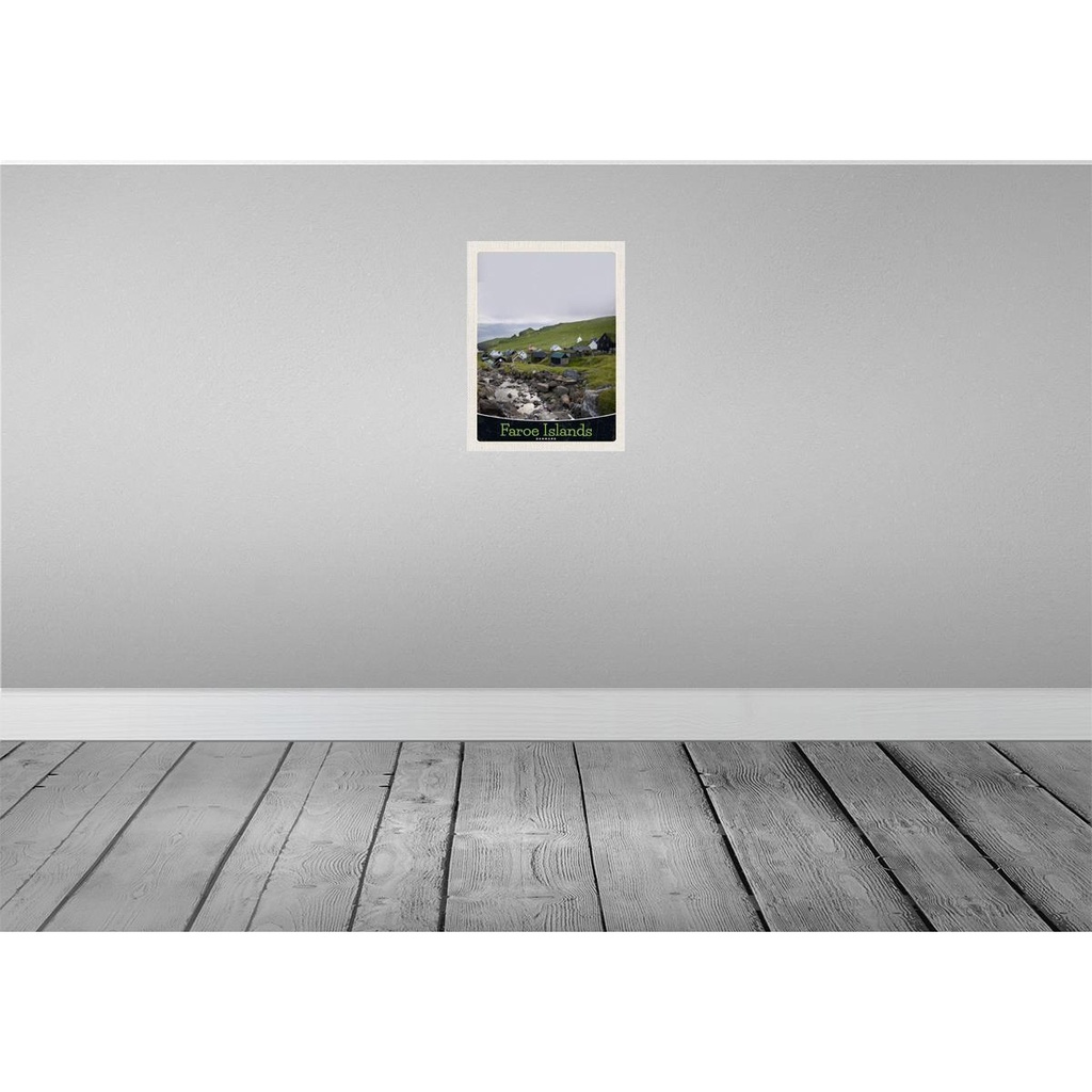 [LA-137352-H] Holzschild 40x30 cm Dänemark Faroe Islands Häuser Wiese Bildmotiv Reisemotiv Europa Bild 2