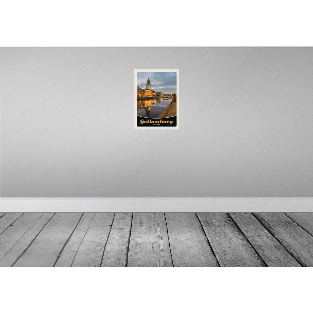 [LA-137357-H] Holzschild 40x30 cm Götheburg Schweden Abend Architektur Bildmotiv Reisemotiv Europa Bild 2