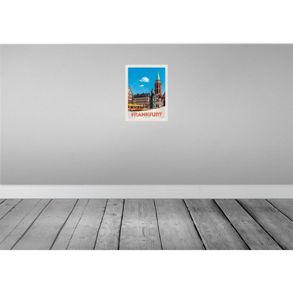 [LA-137361-H] Holzschild 40x30 cm Frankfurt Deutschland Altstadt Bildmotiv Reisemotiv Straße Stadt Bild 2