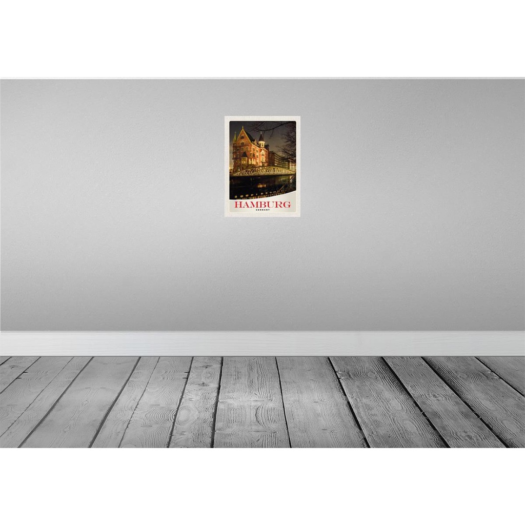 [LA-137372] Blechschild 40x30 cm Hamburg Deutschland Brücke Kirche Bildmotiv Reisemotiv Abenteuer Reisen Urlaub Bild 2
