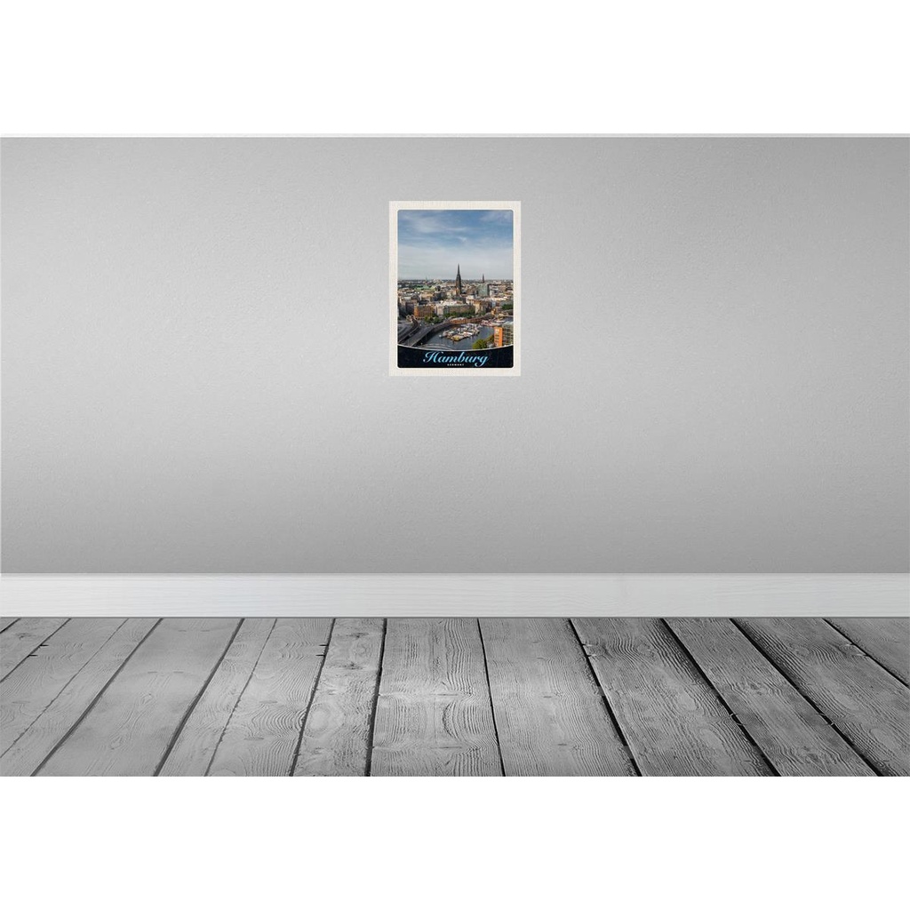 [LA-137374-H] Holzschild 40x30 cm Hamburg Deutschland Hafen Stadt Boote Bildmotiv Reisemotiv Bild 2