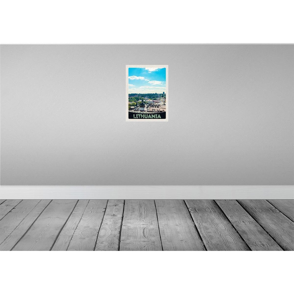 [LA-137392-H] Holzschild 40x30 cm Aussicht auf LitauenStadttour Bildmotiv Reisemotiv Straße Stadt Bild 2
