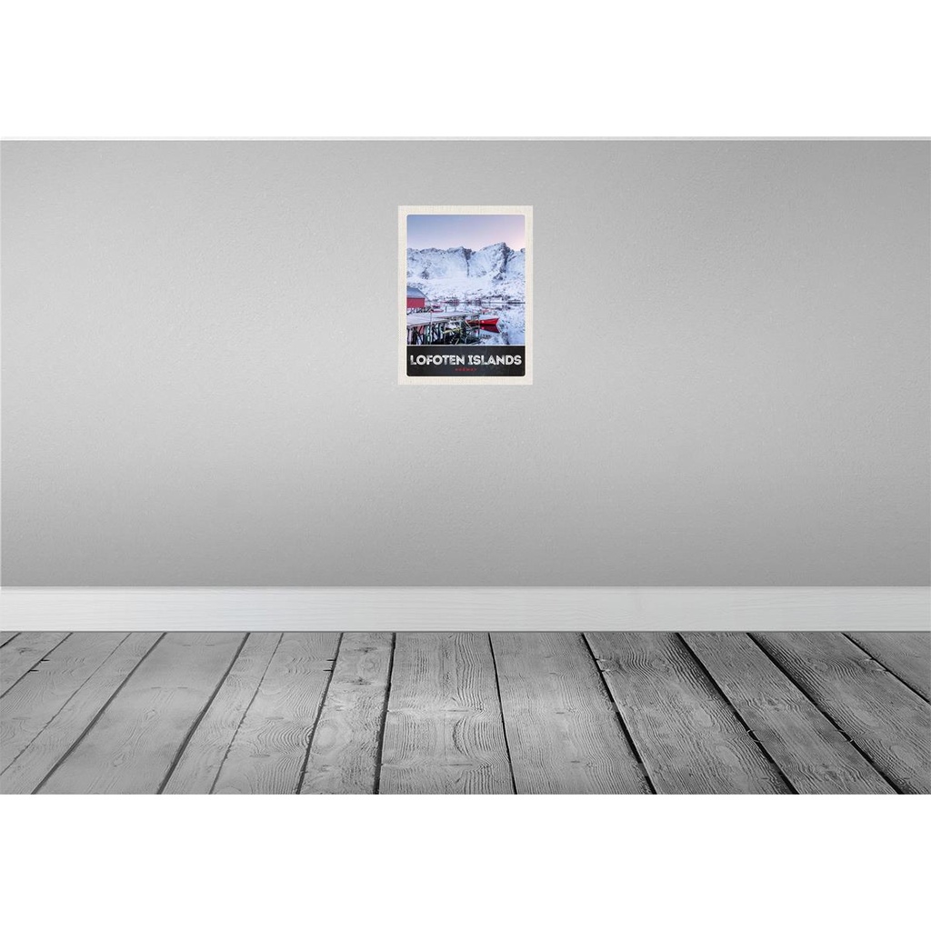 [LA-137396-H] Holzschild 40x30 cm Lofoten Island Norwegen Winter Schnee Bildmotiv Reisemotiv Europa Bild 2