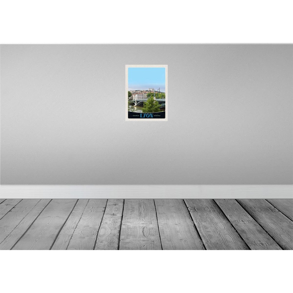 [LA-137405] Blechschild 40x30 cm Lyon Brücke Urlaub Frankreich Fluss Schloss Bildmotiv Reisemotiv Abenteuer Reisen Europa Bild 2