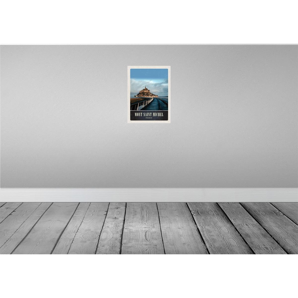 [LA-137416-H] Holzschild 40x30 cm Moint Saint Michel Frankreich Burg Bildmotiv Reisemotiv Europa Bild 2