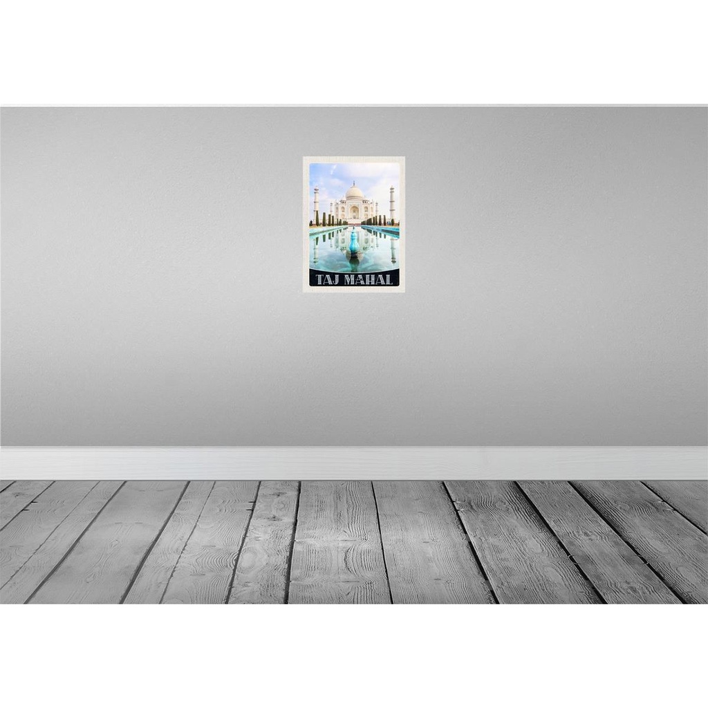 [LA-137500-H] Holzschild 40x30 cm Taj Mahal Indien Vordergarten Moschee Bildmotiv Reisemotiv Abenteuer Reisen Bild 2