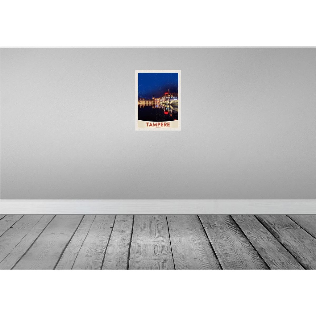 [LA-137503-H] Holzschild 40x30 cm Tampere Finnland Europa Stadt Abend Bildmotiv Reisemotiv Bild 2