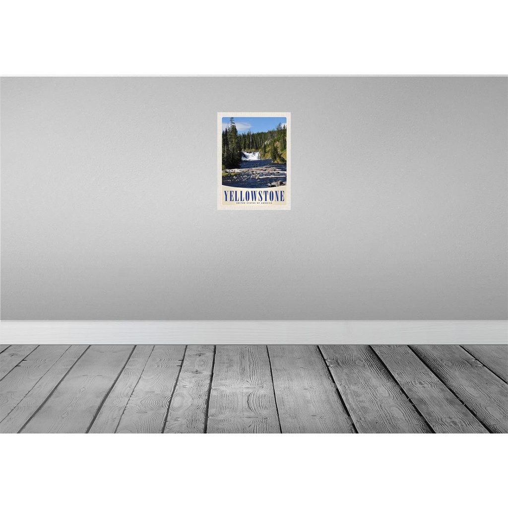 [LA-137515-H] Holzschild 40x30 cm Yellowstone Wasserfall Gebirge Natur Bildmotiv Reisemotiv Amerika USA Bild 2