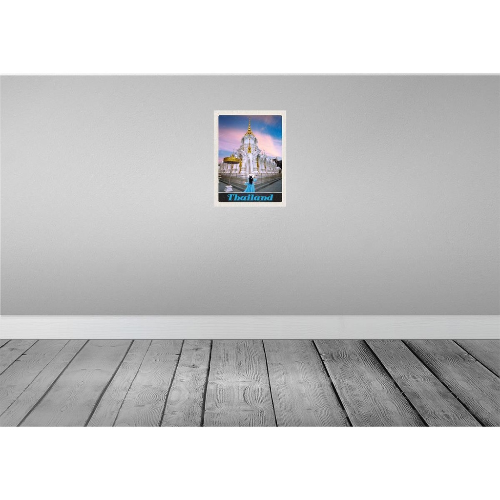 [LA-137519-H] Holzschild 40x30 cm Thailand Wait Traimit golden Kloster Bildmotiv Reisemotiv Abenteuer Reisen Bild 2