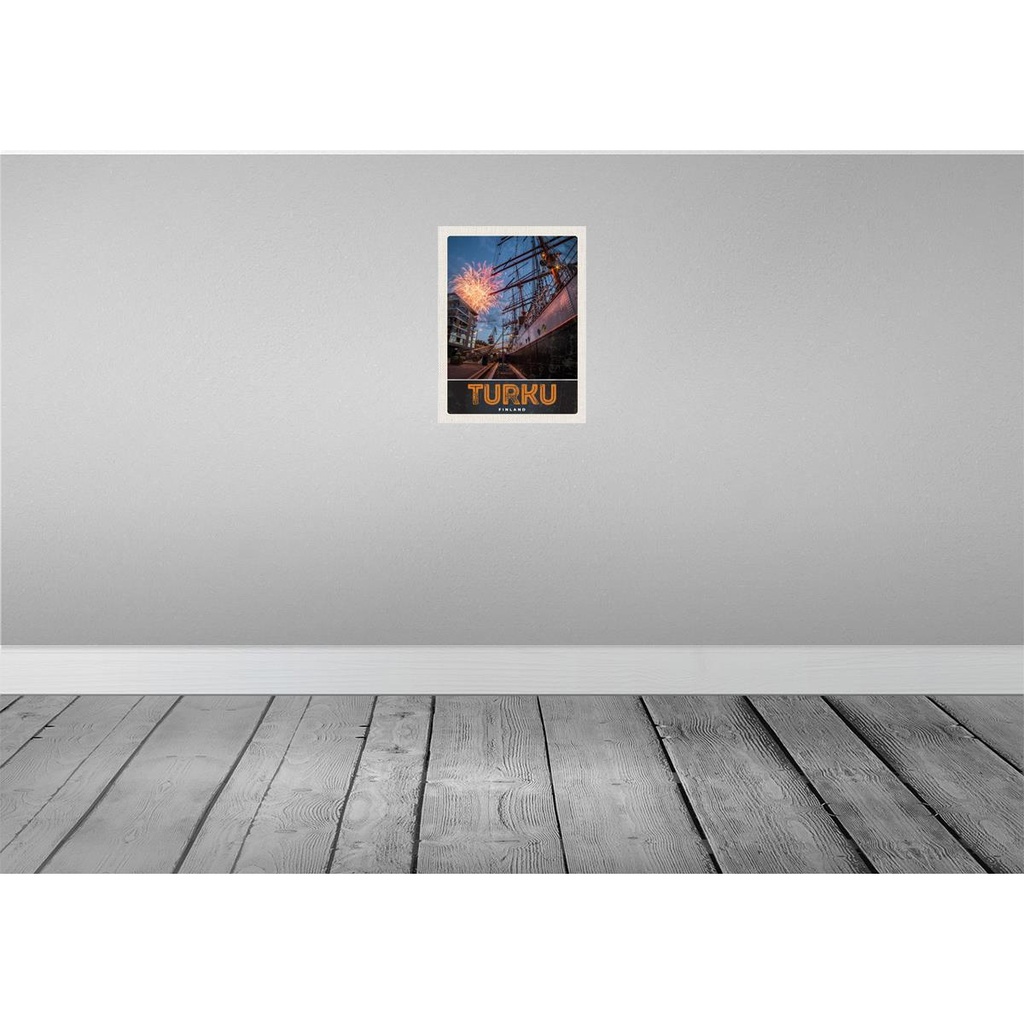 [LA-137535] Blechschild 40x30 cm Turku Finnland Schiff Feuerwerk Bildmotiv Reisemotiv Abenteuer Reisen Europa Urlaub Bild 2