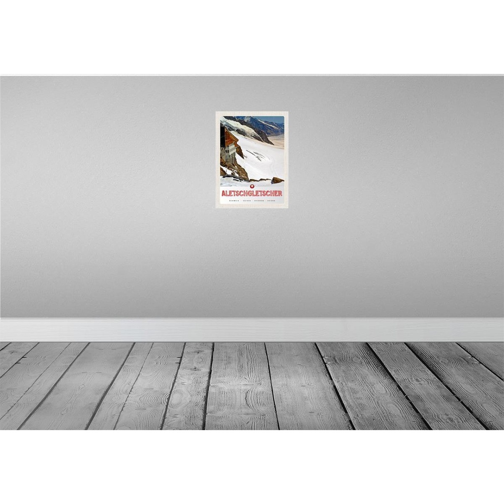 [LA-137542-H] Holzschild 40x30 cm Aletschgletsch Schweiz Schnee Winter Bildmotiv Reisemotiv Abenteuer Reisen Bild 2
