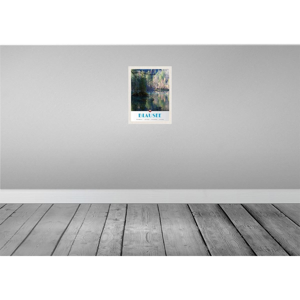 [LA-137546-H] Holzschild 40x30 cm Blausee Schweiz Natur Wald Bildmotiv Reisemotiv Abenteuer Reisen Bild 2
