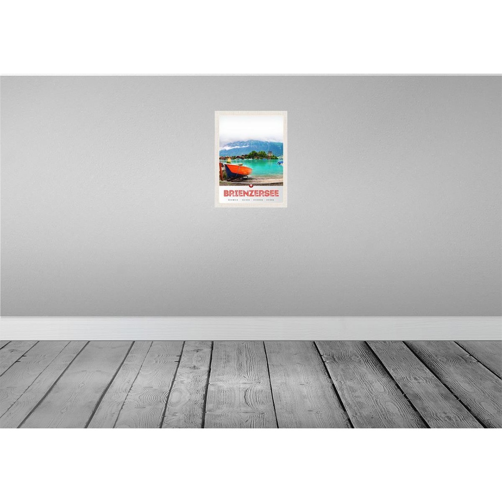 [LA-137547] Blechschild 40x30 cm Brienzersee Schweiz Boot Gebäude Bildmotiv Reisemotiv Abenteuer Reisen Europa Urlaub Bild 2