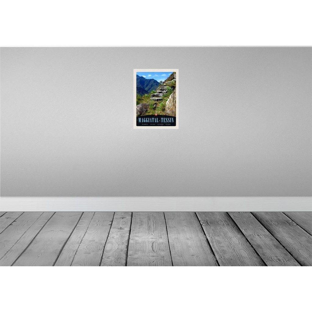[LA-137553-H] Holzschild 40x30 cm Maggiatal-Tessin Schweiz Weg Gebirge Bildmotiv Reisemotiv Europa Bild 2
