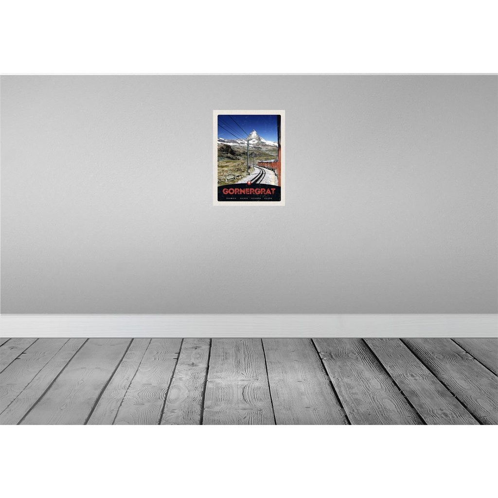 [LA-137557-H] Holzschild 40x30 cm Gornergrat Schweiz Gebirge Schnee Bahn Bildmotiv Reisemotiv Europa Bild 2