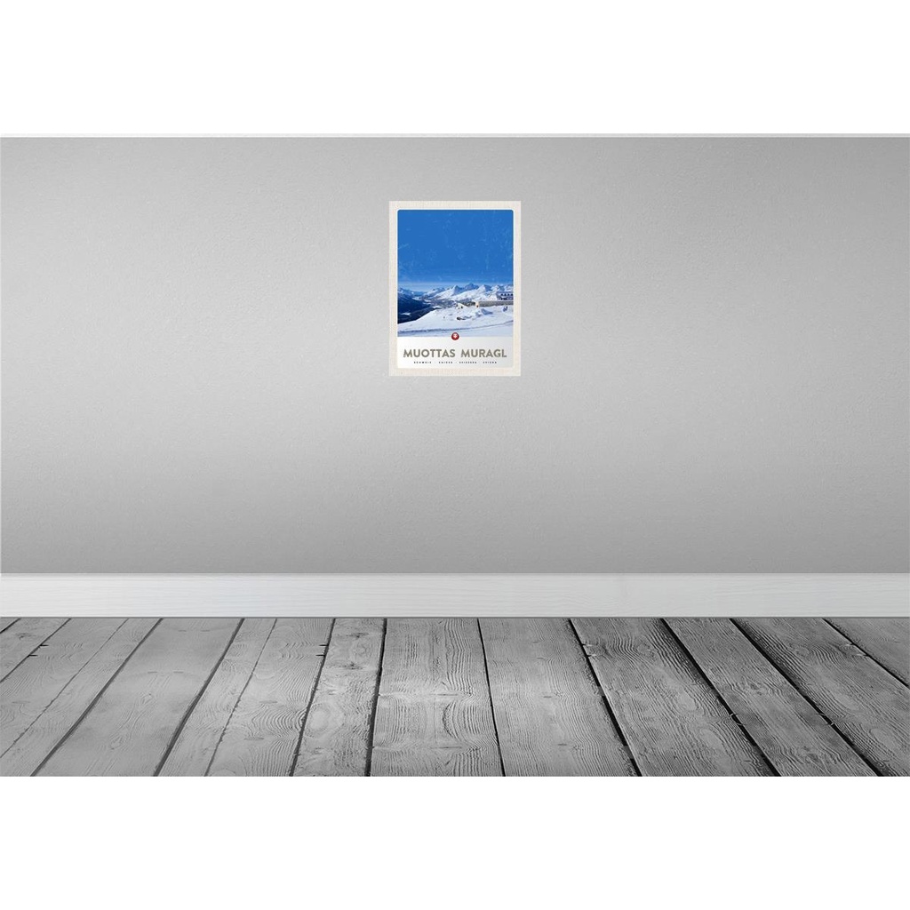 [LA-137573-H] Holzschild 40x30 cm Muottas Murgal Schweiz Gebirge Schnee Bildmotiv Reisemotiv Europa Bild 2
