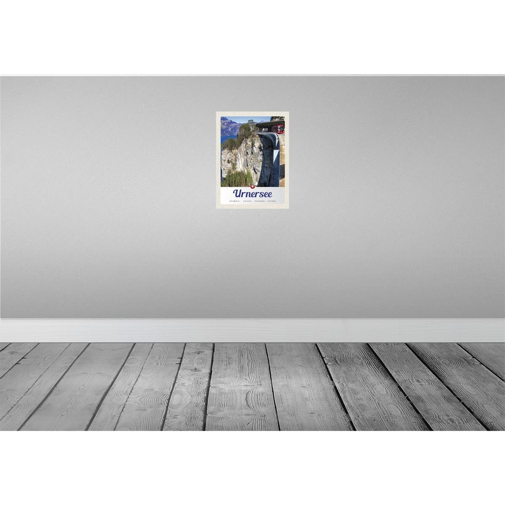 [LA-137579-H] Holzschild 40x30 cm Urnersee Schweiz Bus Gebirge Natur Bildmotiv Reisemotiv Europa Bild 2