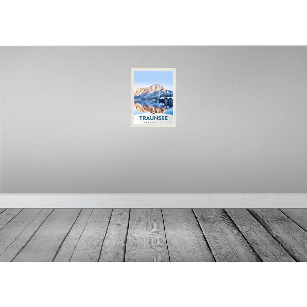 [LA-137582-H] Holzschild 40x30 cm Traunsee Östereich Winterzeit Schnee Bildmotiv Reisemotiv Europa Bild 2