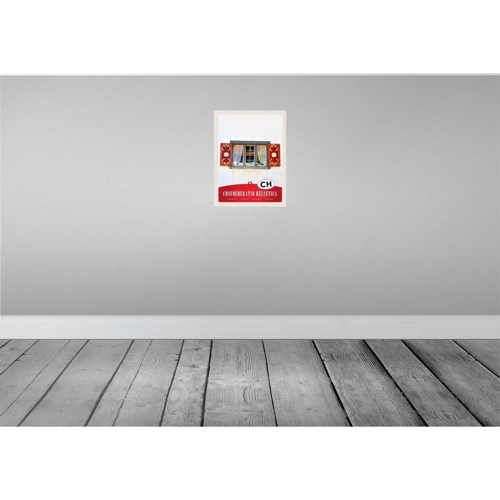 [LA-137591-H] Holzschild 40x30 cm Confederation Helvetica Natur Haus Bildmotiv Reisemotiv Europa Bild 2