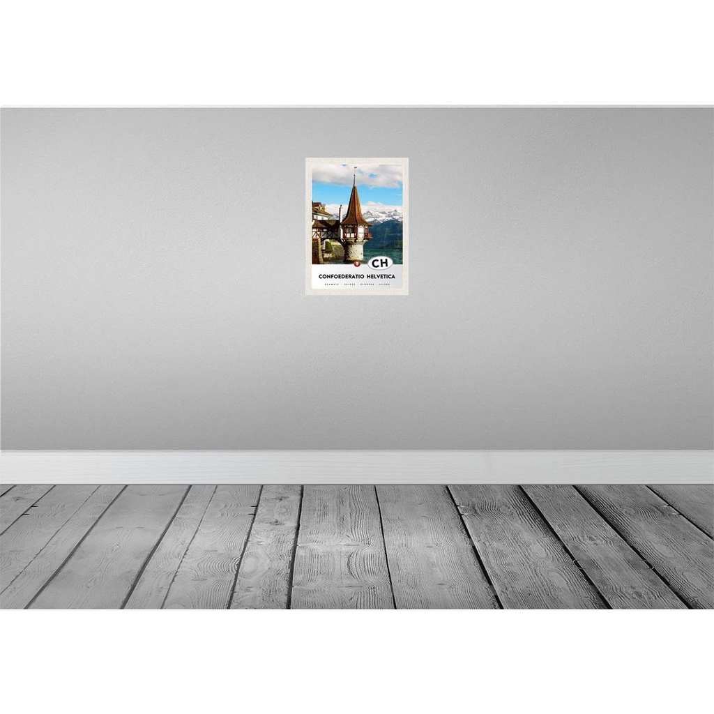 [LA-137594] Blechschild 40x30 cm Confoederatio Helvetica Kirche Natur Bildmotiv Reisemotiv Abenteuer Reisen Europa Urlaub Bild 2