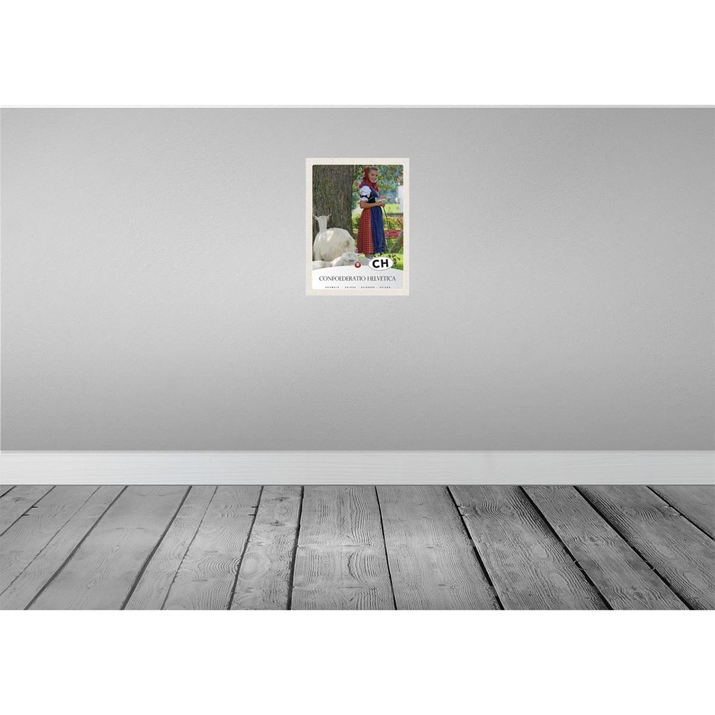 [LA-137595] Blechschild 40x30 cm Confoederatio Helvetica Schaf Frau Bildmotiv Reisemotiv Abenteuer Reisen Europa Urlaub Bild 2