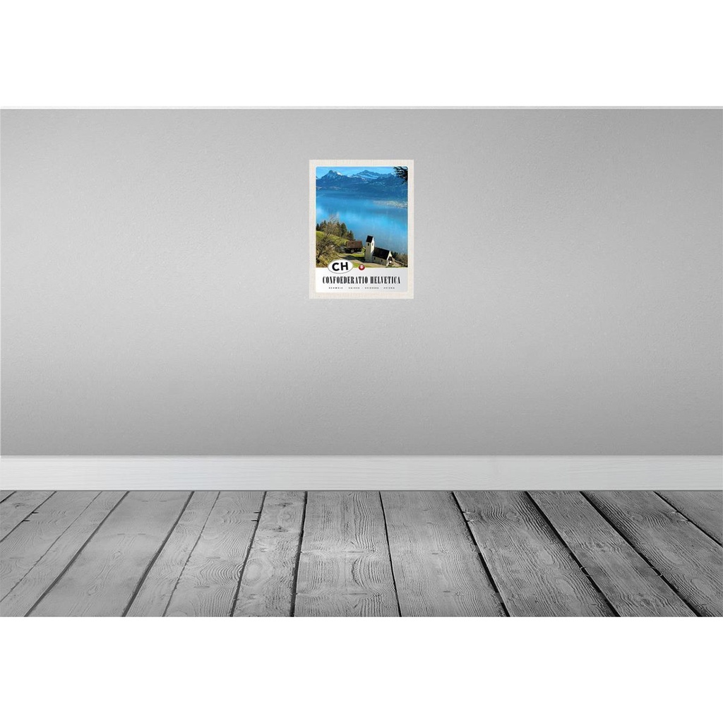 [LA-137596] Blechschild 40x30 cm Confoederatio Helvetica Kirche Natur Bildmotiv Reisemotiv Abenteuer Reisen Europa Urlaub Bild 2