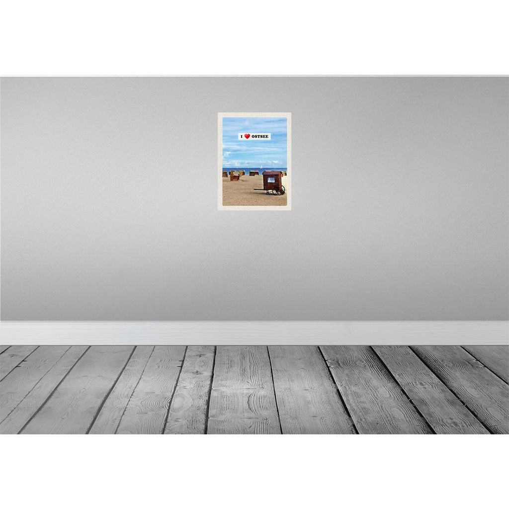 [LA-137615-H] Holzschild 40x30 cm Ostsee Strand Meer Strandkorb Sand Bildmotiv Reisemotiv Europa Bild 2