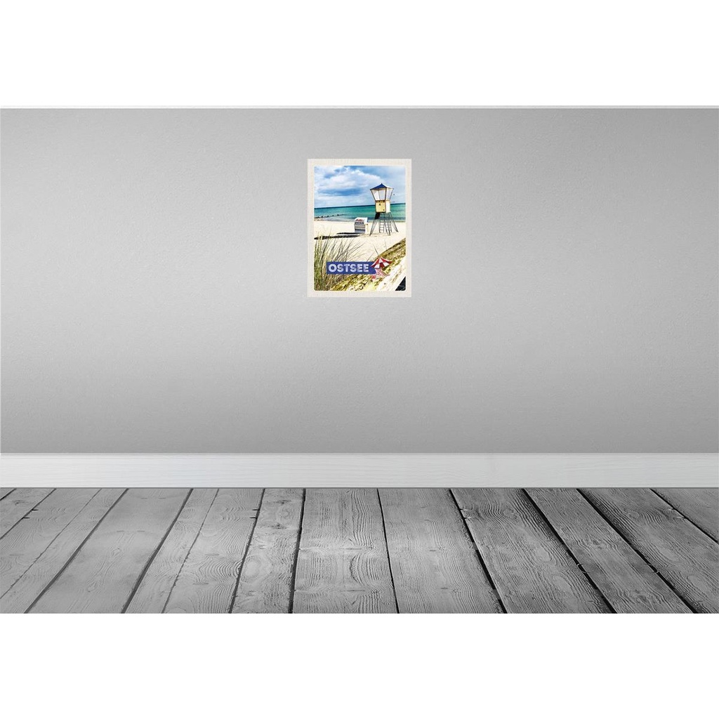 [LA-137620] Blechschild 40x30 cm Ostsee Strand Rettungsschwimmer Bildmotiv Reisemotiv Abenteuer Reisen Europa Urlaub Bild 2