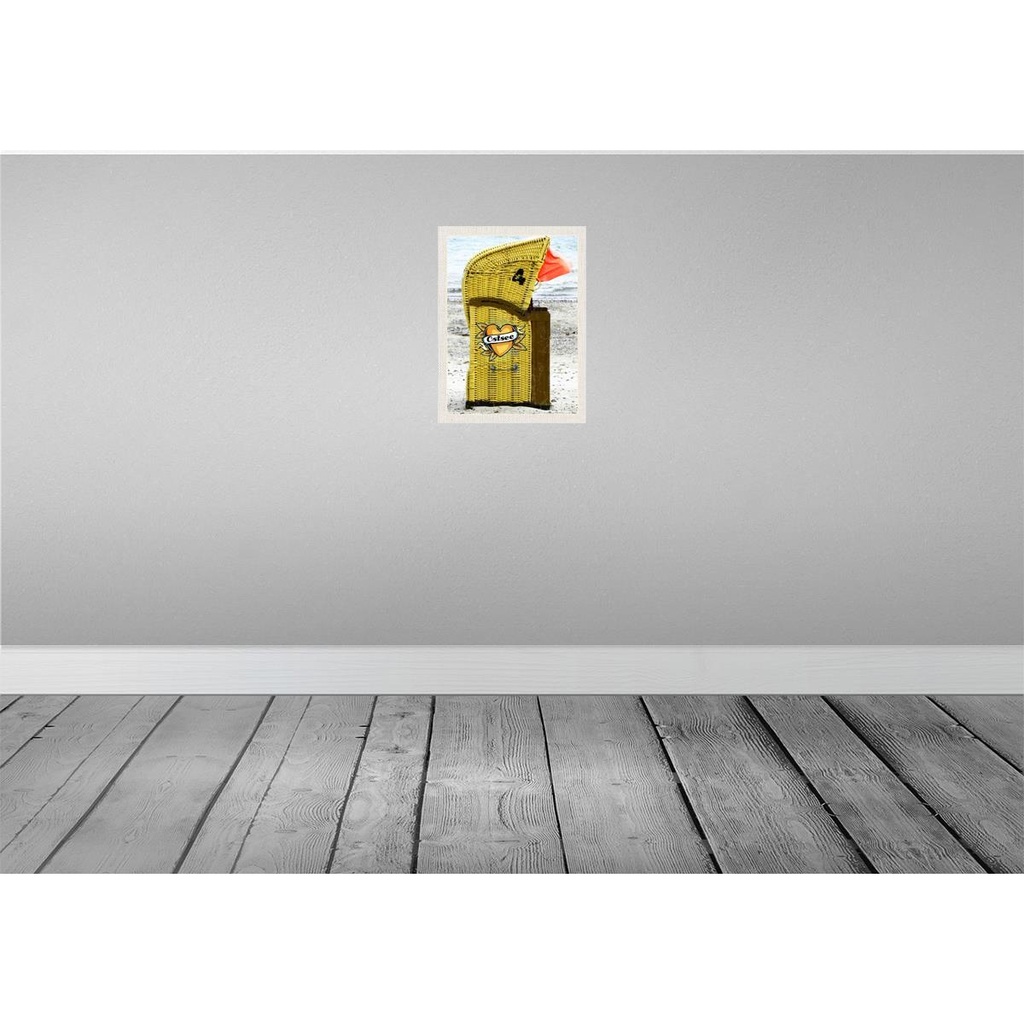 [LA-137630] Blechschild 40x30 cm Ostsee Strandkorb Urlaub gelb Meer Strand Bildmotiv Reisemotiv Abenteuer Reisen Europa Bild 2