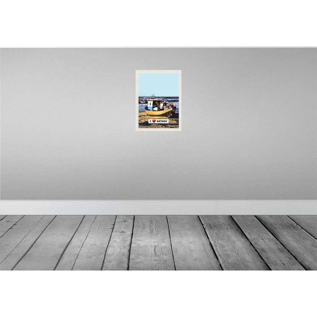 [LA-137631-H] Holzschild 40x30 cm Ostsee Deutschland Boot Wellen Meer Bildmotiv Reisemotiv Europa Bild 2