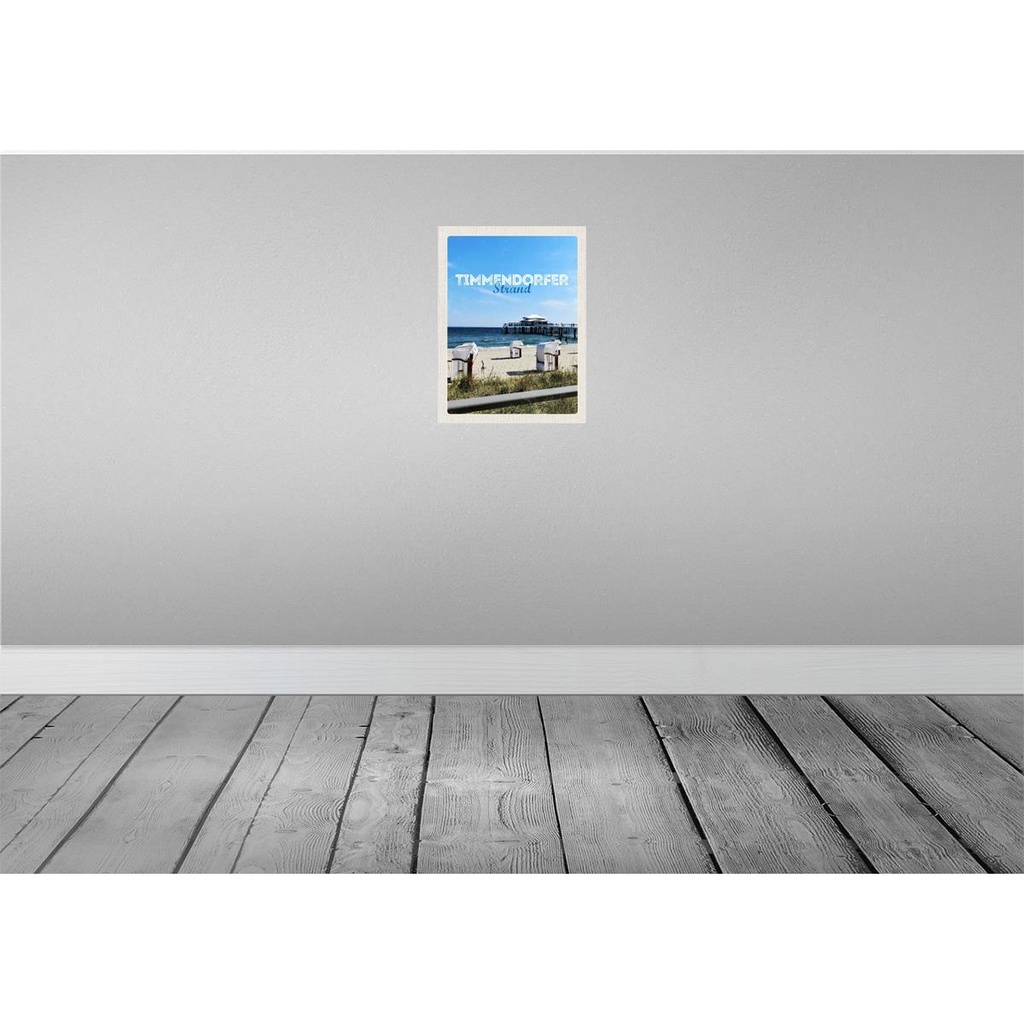 [LA-137642] Blechschild 40x30 cm Timmendorfer Strand Strandkörbe Meer Bildmotiv Reisemotiv Abenteuer Reisen Europa Urlaub Bild 2