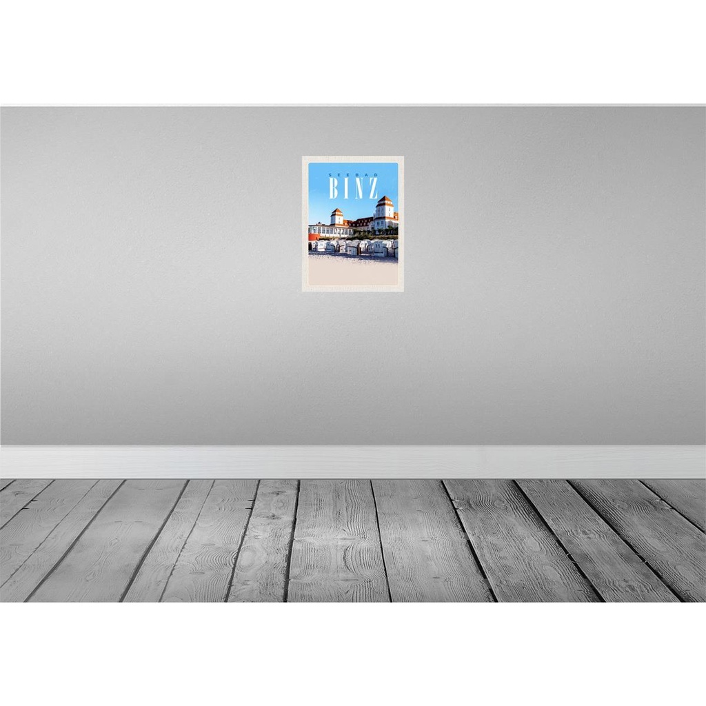 [LA-137649] Blechschild 40x30 cm Seebad Binz Strandkörbe Strand Bildmotiv Reisemotiv Abenteuer Reisen Urlaub Bild 2