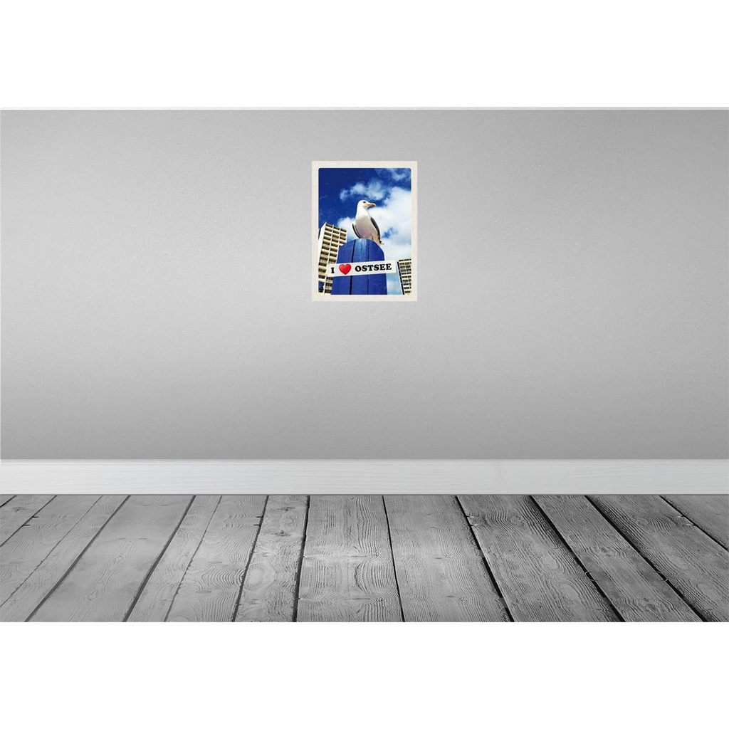 [LA-137651-H] Holzschild 40x30 cm Ostsee Möwen Hochhaus Strand Bildmotiv Reisemotiv Abenteuer Reisen Bild 2