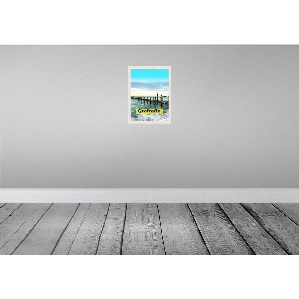 [LA-137659-H] Holzschild 40x30 cm Grötmitz Meer StrandWellen Bildmotiv Reisemotiv Abenteuer Reisen Bild 2