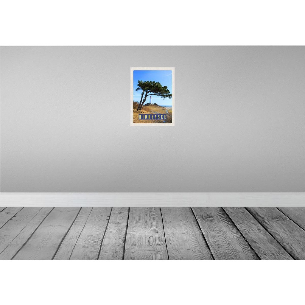 [LA-137661-H] Holzschild 40x30 cm Hiddensee Leuchtturm Baum Weide Wiese Bildmotiv Reisemotiv Europa Bild 2