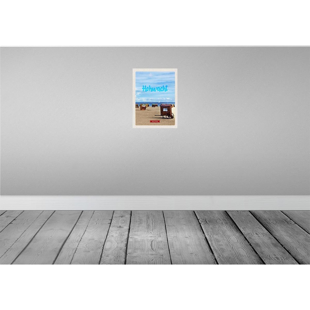 [LA-137663-H] Holzschild 40x30 cm Hochwacht Ostsee Strandkorb Meer Boote Bildmotiv Reisemotiv Europa Bild 2