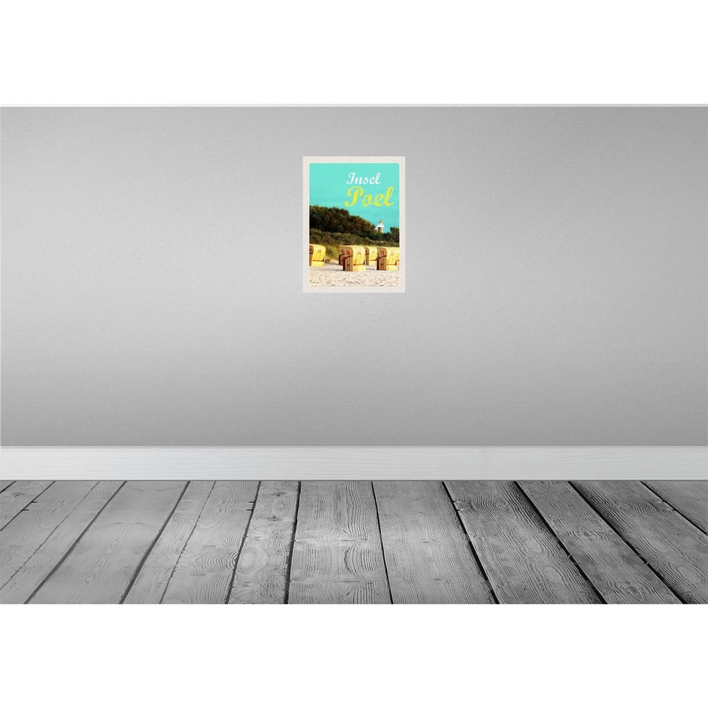 [LA-137669-H] Holzschild 40x30 cm Insel Poel Strand Strandkorb Meer Bildmotiv Reisemotiv Europa Bild 2