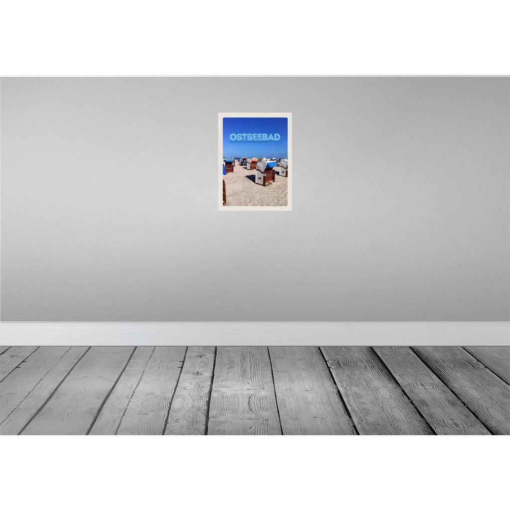 [LA-137671] Blechschild 40x30 cm Ostseebad Deutschland Strandkorb Meer Bildmotiv Reisemotiv Abenteuer Reisen Urlaub Bild 2