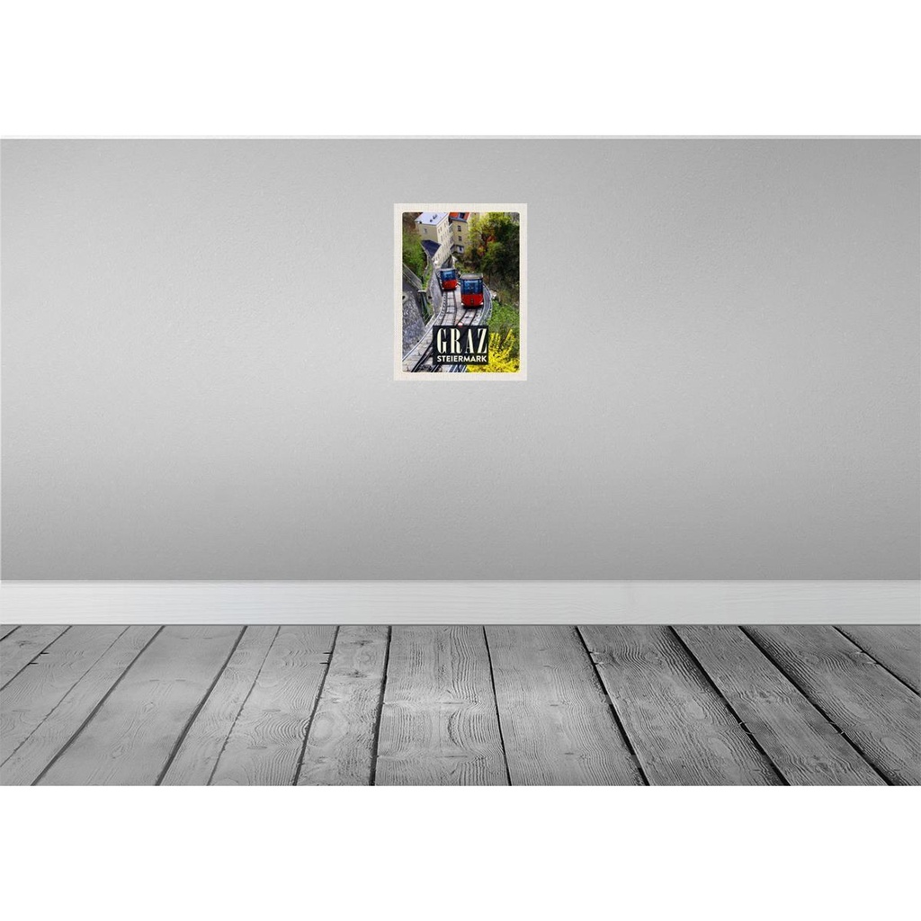 [LA-137673-H] Holzschild 40x30 cm Graz Steiermark Gondel Natur Bildmotiv Reisemotiv Straße Stadt Bild 2