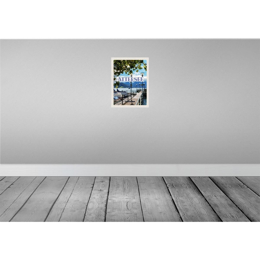 [LA-137678-H] Holzschild 40x30 cm Attersee Österreich Kirche Laterne See Bildmotiv Reisemotiv Abenteuer Reisen Bild 2