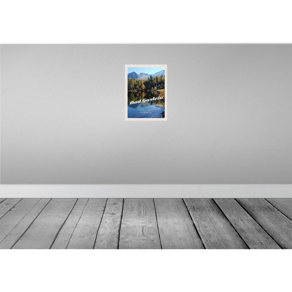 [LA-137679-H] Holzschild 40x30 cm Bad Gastein Österreich See Natur Wald Bildmotiv Reisemotiv Abenteuer Reisen Bild 2