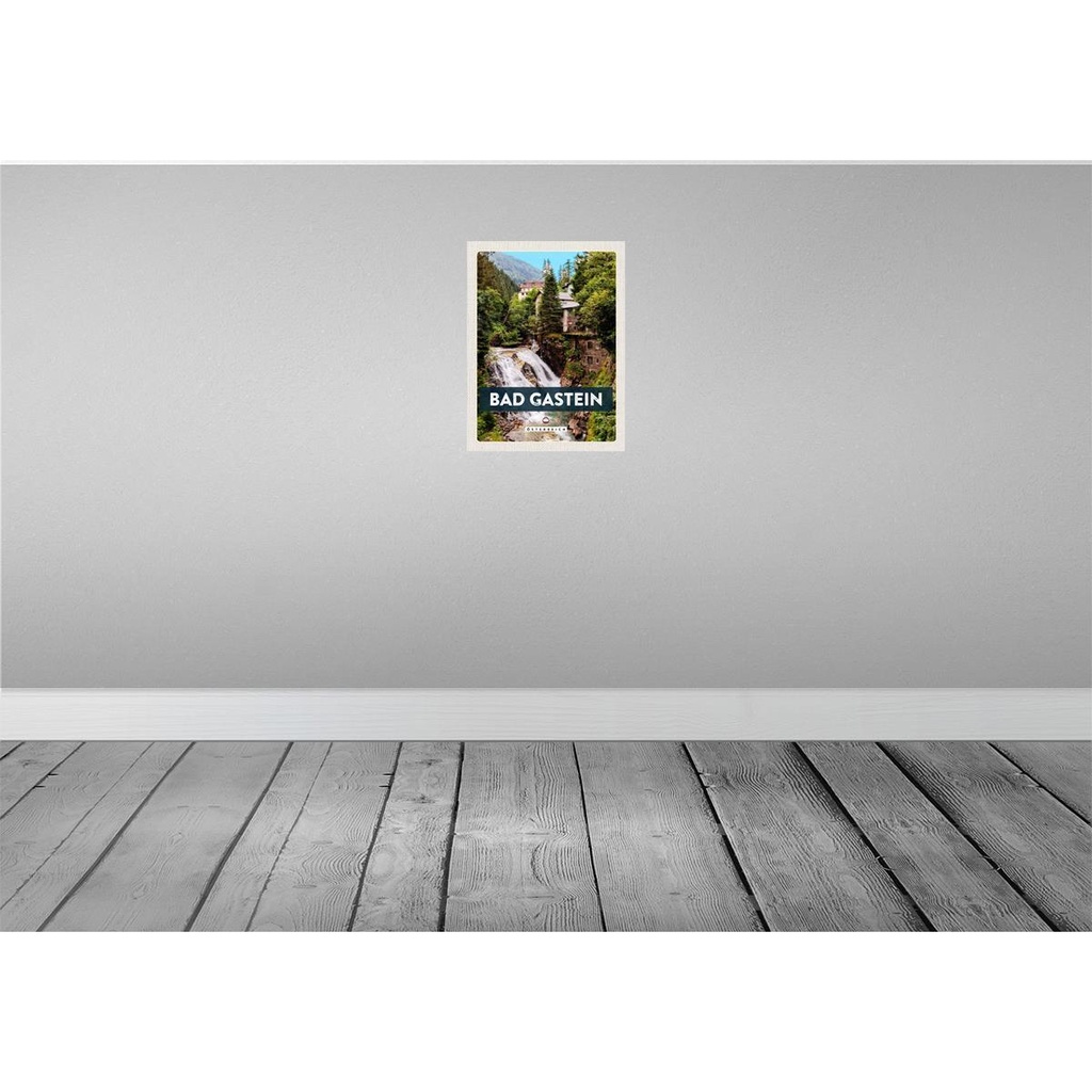[LA-137680-H] Holzschild 40x30 cm Bad Gastein Wasserfall Natur Wald Bildmotiv Reisemotiv Abenteuer Reisen Bild 2