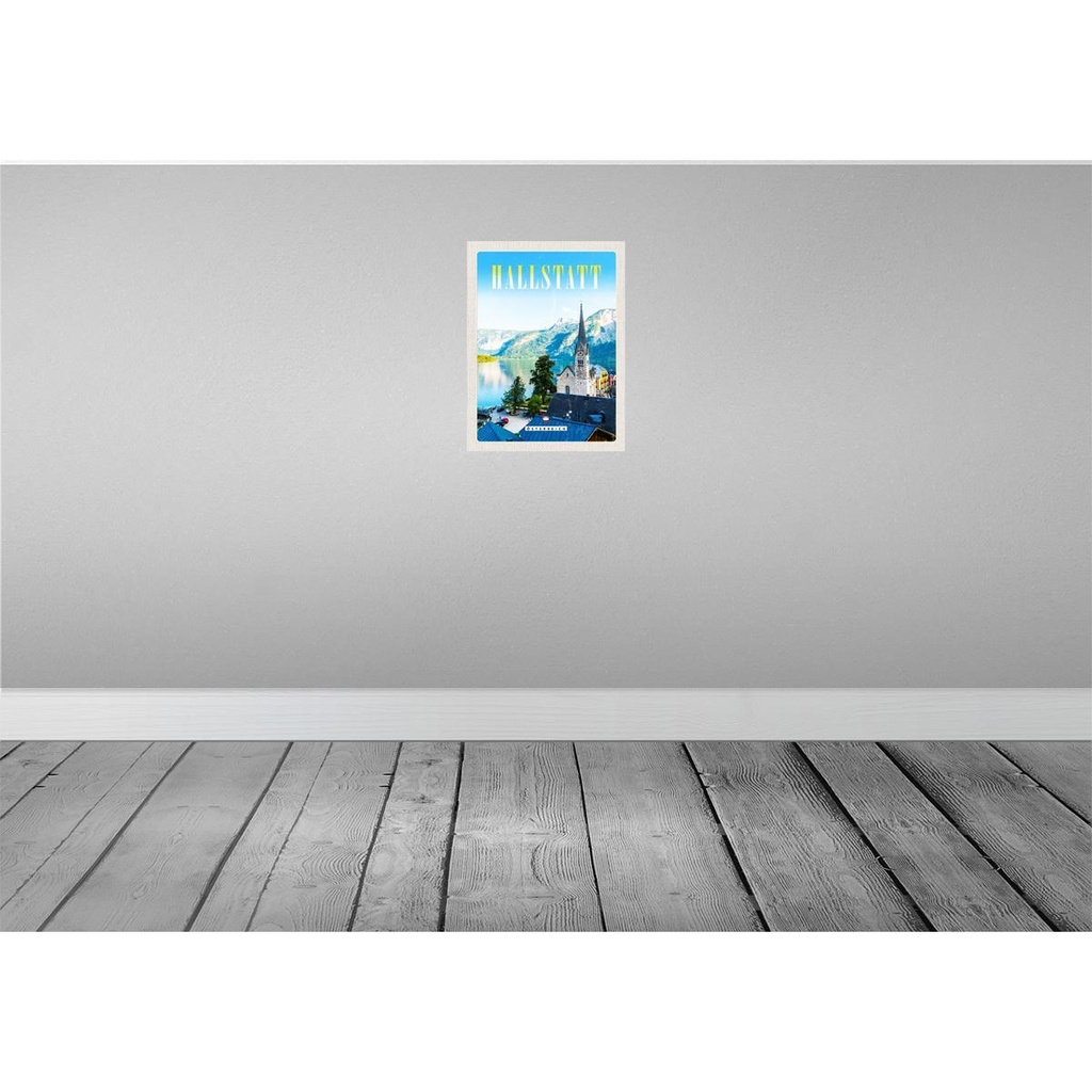 [LA-137684] Blechschild 40x30 cm Hallstatt Österreich Urlaub Berge Kirche Bildmotiv Reisemotiv Essen Trinken Abenteuer Reisen Bild 2