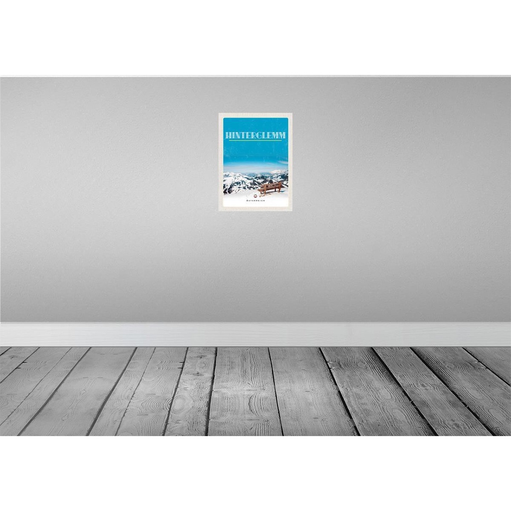 [LA-137685-H] Holzschild 40x30 cm Österreich Gebirge Schnee Bank Winter Bildmotiv Reisemotiv Europa Bild 2
