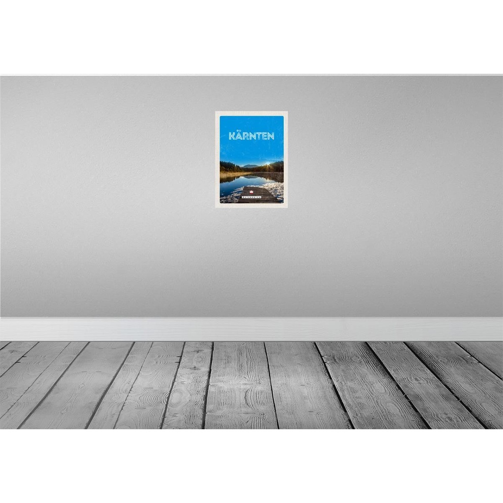[LA-137690-H] Holzschild 40x30 cm Kärnten See Österreich Sonnenaufgang Bildmotiv Reisemotiv Europa Bild 2