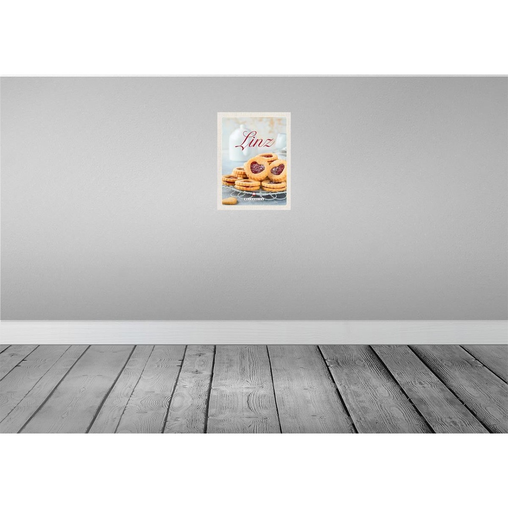[LA-137694-H] Holzschild 40x30 cm Linz Gebäck Plätzchen Erdbeerfüllung Bildmotiv Reisemotiv Europa Bild 2
