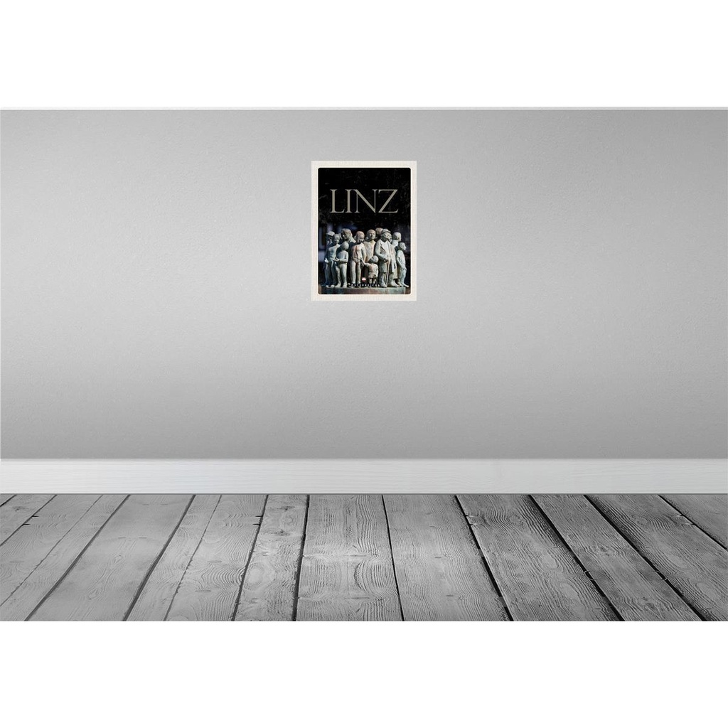 [LA-137695-H] Holzschild 40x30 cm Linz Österreich Skulptur Menschen Bildmotiv Reisemotiv Europa Bild 2