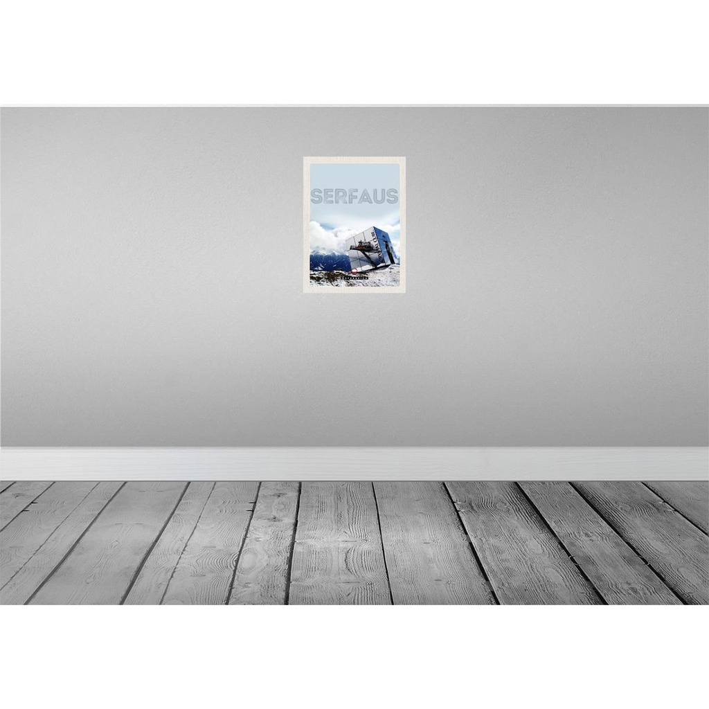 [LA-137704-H] Holzschild 40x30 cm Serfaus Österreich Schnee Winterzeit Bildmotiv Reisemotiv Europa Bild 2